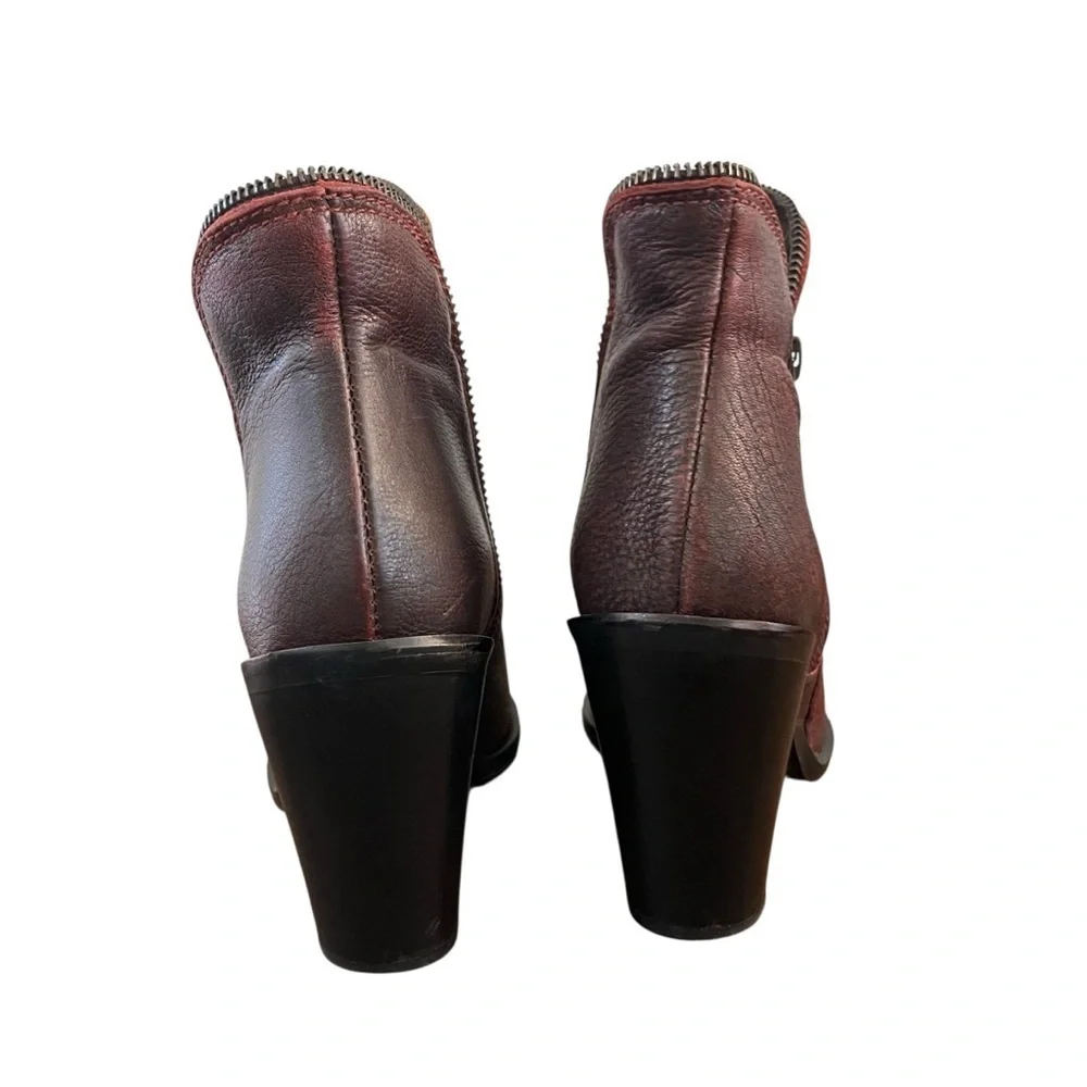 Jeffrey Campbell Burgundy Red Leather Western Cowboy Ankle Bootie Boot SZ 6.5